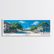 Carregar imagem no visualizador da galeria, Allen Texas Panoramic Painting, Mid Century Modern Framed Canvas Print, Retro Pop Art Travel Poster, Living Room Wall Art Decor, City Art
