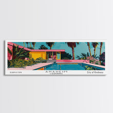 Carregar imagem no visualizador da galeria, Anaheim California Panoramic Painting, Mid Century Modern Framed Canvas Print, Retro Pop Art Travel Poster, Office Wall Art, City Print
