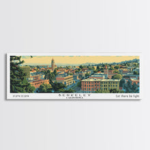 Load image into Gallery viewer, Berkeley California Panoramic Painting, Mid Century Modern Framed Canvas Print, Retro Pop Art Travel Poster, Home Decor, City Print
