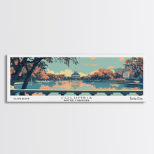 Cargar imagen en el visor de la galería, Columbia South Carolina Panoramic Painting, Mid Century Modern Framed Canvas Print, Retro Pop Art Travel Poster, City Art Gift, Home Decor
