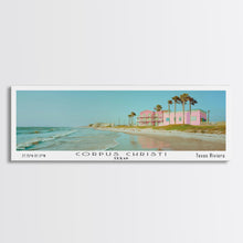 Load image into Gallery viewer, Corpus Christi Texas Panoramic Painting, Mid Century Modern Framed Canvas Print, Retro Pop Art Travel Poster, City Home Decor, Office Wall Art
