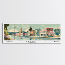 Carregar imagem no visualizador da galeria, Everett Washington Panoramic Painting, Mid Century Modern Framed Canvas Print, Retro Pop Art Travel Poster, Home Wall Decor
