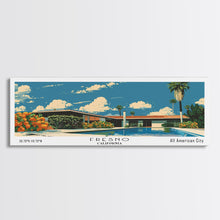 Load image into Gallery viewer, Fresno California Panoramic Painting, Mid Century Modern Framed Canvas Print, Retro Pop Art Travel Poster, Living Room Wall Art
