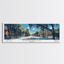 Load image into Gallery viewer, Gainesville Florida Panoramic Painting, Mid Century Modern Framed Canvas Print, Retro Pop Art Travel Poster, Home Wall Decor
