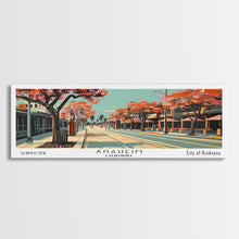 Carregar imagem no visualizador da galeria, Anaheim California Panoramic Painting, Framed Canvas Print, Mid Century Modern Wall Art, Retro Pop Art Travel Poster, Office Decor, City Art
