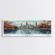 Carregar imagem no visualizador da galeria, Atlanta Georgia Panoramic Painting, Framed Canvas Print, Mid Century Modern Wall Art, Retro Pop Art Travel Poster, Home Decor, City Art
