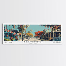 Load image into Gallery viewer, Escondido California Panoramic Painting, Framed Canvas Print, Mid Century Modern Wall Art, Retro Pop Art Travel Poster, Living Room Decor, City Art
