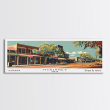 Load image into Gallery viewer, McKinney Texas Panoramic Painting, Mid Century Modern Framed Canvas Print, Retro Pop Art Travel Poster, Living Room Wall Decor
