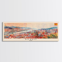 Cargar imagen en el visor de la galería, Bilbao Spain Wall Art, Panoramic Travel Poster, Panoramic Framed Canvas Print, City Wall Art, Wall Hanging Home Decor, Travel Art
