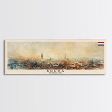 Load image into Gallery viewer, Breda Netherlands Panoramic Travel Poster, Framed Canvas Print or Metal Wall Art, Travel Art, Home Decor, Panoramic Painting, Midcentury Art
