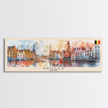 Carregar imagem no visualizador da galeria, Bruges Belgium Travel Art, City Art, Framed Canvas Print or Metal Wall Art, Europe Travel Poster, Panoramic Wall Art, Extra Wide Wall Art
