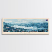 Load image into Gallery viewer, Drammen Norway Travel Print Wall Art, Panoramic City Art, Travel Art, Wall Decor, Vacation Gift, Framed Canvas Print Or Metal Art
