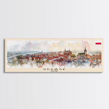 Load image into Gallery viewer, Gdansk Poland Travel Print Wall Art, Panoramic City Art, Travel Art, Wall Decor, Vacation Gift, Framed Canvas Print Or Metal Art
