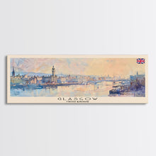 Carregar imagem no visualizador da galeria, Glasgow United Kingdom Travel Art, City Art, Framed Canvas Print or Metal Wall Art, Europe Travel Poster, Panoramic Wall Art, Extra Wide Wall Art
