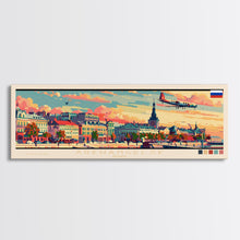 Carregar imagem no visualizador da galeria, Arkhangelsk Russia Panoramic Travel Poster, Framed Canvas Print or Metal Wall Art, Travel Art, Home Decor, Panoramic Painting, Midcentury Art
