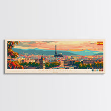 Load image into Gallery viewer, Barcelona Spain Travel Print Wall Art, Panoramic City Art, Travel Art, Wall Decor, Vacation Gift, Framed Canvas Print Or Metal Art
