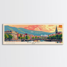 Cargar imagen en el visor de la galería, Bilbao Spain Wall Art, Panoramic Travel Poster, Panoramic Framed Canvas Print, City Wall Art, Wall Hanging Home Decor, Travel Art
