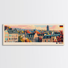 Load image into Gallery viewer, Bochum Germany Panoramic Travel Poster, Framed Canvas Print or Metal Wall Art, Travel Art, Home Decor, Panoramic Painting, Midcentury Art
