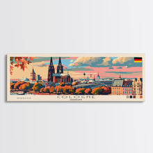 Load image into Gallery viewer, Cologne Germany Panoramic Travel Poster, Framed Canvas Print or Metal Wall Art, Travel Art, Home Decor, Panoramic Painting, Midcentury Art
