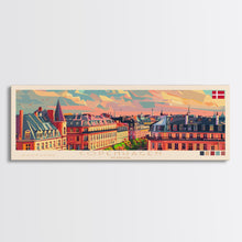 Cargar imagen en el visor de la galería, Copenhagen Denmark Travel Print Wall Art, Panoramic City Art, Travel Art, Wall Decor, Vacation Gift, Framed Canvas Print Or Metal Art
