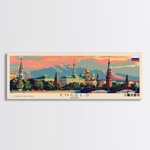 Load image into Gallery viewer, Engels Russia Panoramic Travel Poster, Framed Canvas Print or Metal Wall Art, Travel Art, Home Decor, Panoramic Painting, Midcentury Art
