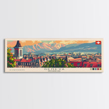 Carregar imagem no visualizador da galeria, Geneva Switzerland Wall Art, Panoramic Travel Poster, Panoramic Framed Canvas Print, City Wall Art, Wall Hanging Home Decor, Travel Art
