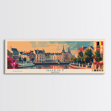 Load image into Gallery viewer, Ghent Belgium Wall Art, Panoramic Travel Poster, Panoramic Framed Canvas Print, City Wall Art, Wall Hanging Home Decor, Travel Art

