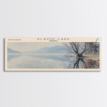 Carregar imagem no visualizador da galeria, Alamo Lake Arizona Panoramic Framed Canvas Print, Lake House Decor, Minimalist Art, Travel Poster, Wood Wall Art, Scenic Painting
