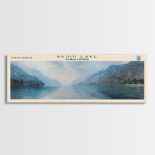 Load image into Gallery viewer, Basin Lake Panoramic Framed Canvas Print, Lake House Decor, Scenic Painting, Travel Poster, Rustic Art, Nature Wall Art
