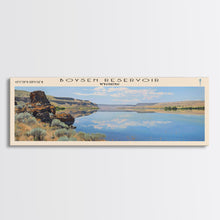 Load image into Gallery viewer, Boysen Reservoir Wyoming Framed Canvas Print, Lake House Art, Panoramic Wall Art, Travel Poster, Minimalist Lake Painting, Home Decor
