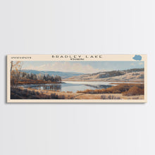 Load image into Gallery viewer, Bradley Lake Wyoming Framed Canvas Print, Panoramic Lake House Decor, Wall Art, Travel Poster, Rustic Lake Painting, Nature Art
