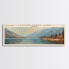 Carregar imagem no visualizador da galeria, Canyon Ferry Lake Montana Framed Canvas Print, Lake House Art, Panoramic Wall Art, Travel Poster, Rustic Lake Painting, Nature Art
