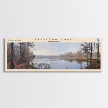 Cargar imagen en el visor de la galería, Choctaw Lake Mississippi Framed Canvas Print, Lake House Art, Panoramic Wide Wall Art, Travel Poster, Rustic Lake Painting, Home Decor
