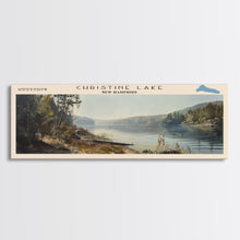 Cargar imagen en el visor de la galería, Christine Lake New Hampshire Framed Canvas Print, Lake House Art, Panoramic Wide Art, Travel Poster, Rustic Lake Painting, Home Decor

