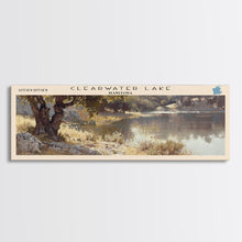 Cargar imagen en el visor de la galería, Clearwater Lake Framed Canvas Print, Lake House Art, Panoramic Travel Poster, Wide Wall Art, Modern Lake Painting, Home Decor
