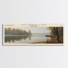Cargar imagen en el visor de la galería, Columbus Lake Mississippi Framed Canvas Print, Panoramic Lake House Decor, Wide Wall Art, Travel Poster, Rustic Lake Painting, Nature Art
