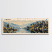 Cargar imagen en el visor de la galería, Colville Lake Framed Canvas Print, Lake House Decor, Panoramic Wide Art, Travel Poster, Modern Lake Painting, Nature Art
