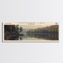Load image into Gallery viewer, Coralville Lake Iowa Framed Canvas Print, Lake House Art, Panoramic Wide Art, Travel Poster, Modern Lake Painting, Nature Art
