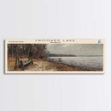 Load image into Gallery viewer, Crooked Lake Michigan Framed Canvas Print, Lake House Art, Panoramic Wall Art, Travel Poster, Minimalist Lake Painting, Home Decor
