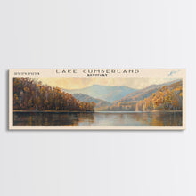 Load image into Gallery viewer, Cumberland Lake Framed Canvas Print, Lake House Art, Panoramic Wall Art, Travel Poster, Modern Lake Painting, Nature Art
