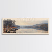 Load image into Gallery viewer, DeQueen Lake Arkansas Framed Canvas Print, Lake House Art, Panoramic Wall Art, Travel Poster, Rustic Lake Painting, Home Decor
