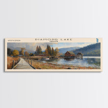 Load image into Gallery viewer, Diamond Lake Oregon Framed Canvas Print, Lake House Art, Panoramic Wall Art, Travel Poster, Modern Lake Painting, Home Decor
