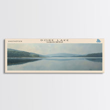 Load image into Gallery viewer, Dore Lake Framed Canvas Print, Lake House Decor, Panoramic Wall Art, Travel Poster, Rustic Lake Painting, Home Decor
