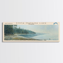 Load image into Gallery viewer, Emma Matilda Lake Wyoming Framed Canvas Print, Lake House Decor, Panoramic Wall Art, Travel Poster, Modern Lake Painting, Nature Art
