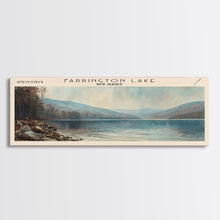 Cargar imagen en el visor de la galería, Farrington Lake New Jersey Framed Canvas Print, Lake House Decor, Panoramic Wall Art, Travel Poster, Modern Lake Painting, Nature Art
