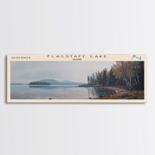 Cargar imagen en el visor de la galería, Flagstaff Lake Maine Framed Canvas Print, Panoramic Lake House Decor, Wall Art, Travel Poster, Peaceful Lake Painting, Nature Art
