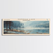 Cargar imagen en el visor de la galería, Ganoga Lake Pennsylvania Framed Canvas Print, Panoramic Lake House Decor, Wall Art, Travel Poster, Vibrant Lake Painting, Nature Art
