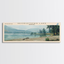 Load image into Gallery viewer, Georgetown Lake Montana Framed Canvas Print, Lake House Art, Panoramic Wall Art, Travel Poster, Scenic Lake Painting, Home Decor
