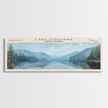Load image into Gallery viewer, Lake Fontana North Carolina Framed Canvas Print, Lake House Decor, Panoramic Wall Art, Travel Poster, Beautiful Lake Painting, Home Art
