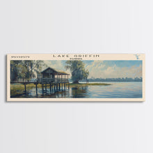 Cargar imagen en el visor de la galería, Lake Griffin Florida Framed Canvas Print, Lake House Decor, Panoramic Wall Art, Travel Poster, Beautiful Lake Painting, Nature Art
